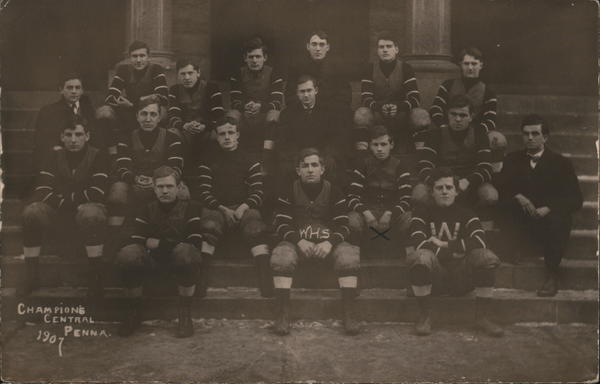 WHS 1907 Central PA Champions Football Team Williamsport Pennsylvania