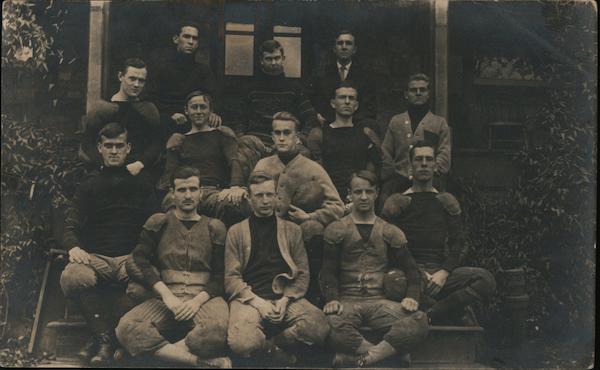 Football Team Seated on Steps c1910