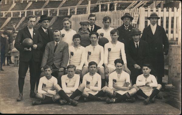 Young Football Team Posing in Stadium, UK?