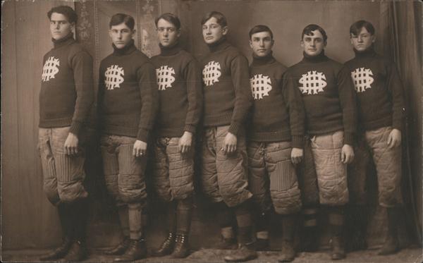 Football Players in Varsity Sweaters Hawarden Iowa
