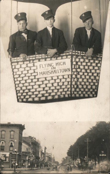 Three military men posing in hot air balloon Studio Photo Marshalltown Iowa