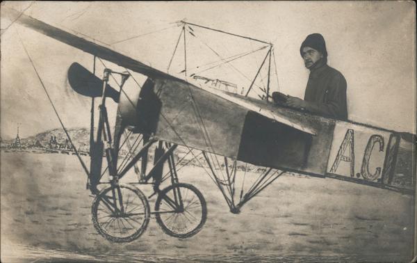 Man in early Airplane Studio Photo Switzerland Aircraft