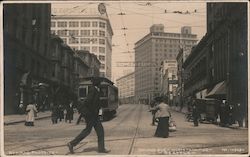 Second Ave, North From Pike, STreetcar Postcard