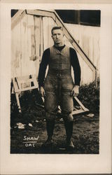 1913 OAC Oregon Agricultural College Football Player "Shaw" Postcard