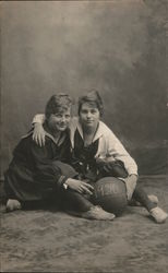 Two Female Basketball Players 1920 Postcard