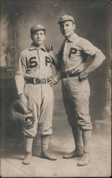 "S. P." Baseball Players, Studio Photo Postcard