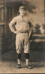 Single Baseball Player Wearing "Virginia" Jersey Postcard