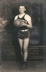 Male Basketball Player, TY Visible on Jersey Postcard