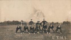 ETHS High School Football Team Kneeling in Field Postcard