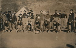 Football Team Kneeling in Field FCHS 1908 Postcard