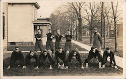 Football Team Kneeling in Front of Building Postcard Postcard Postcard