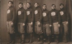 Football Players in Varsity Sweaters Postcard