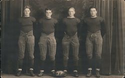 Four Football Players, Studio Photo Postcard