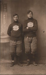 Football Players in Varsity Sweaters, Studio Photo Hawarden, IA Postcard Postcard Postcard