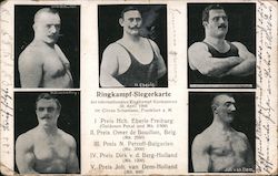 German Wrestlers "Ringkampf-Siegerkarte" Bulgaria, Circus Postcard