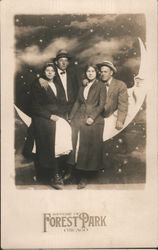 Two Couples on a Paper Moon, Forest Park Postcard