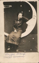 Woman on Paper Moon Postcard