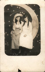 Two Young Women on Paper Moon Postcard