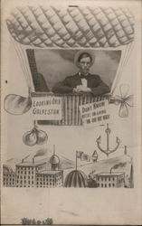 Man in Hot Air Balloon Studio Photo Postcard