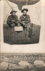 Military Camp - Two men posing in hot air balloon Studio Photo Postcard