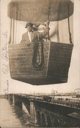 Man in Hot Air Balloon, Bridge Studio Photo Postcard