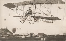 Man Flying an Airplane Studio Photo Postcard