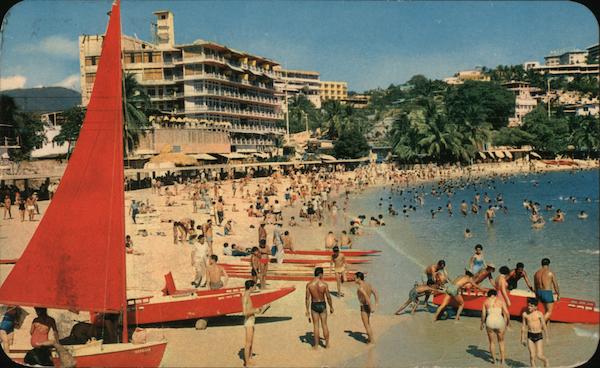Caleta Beach with the Hotel La Playa in the Background Acapulco Mexico