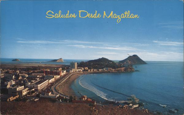 Saludos Desde Mazatlan, panoramic view of vacationland famous for its Mardi Gras Mexico