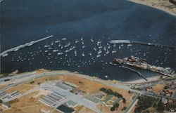 Airview of Presidio Buildings, and Fishing Fleet in the Bay Postcard