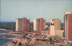 Puerta Azul, view of beach and hotel resort buildings Postcard