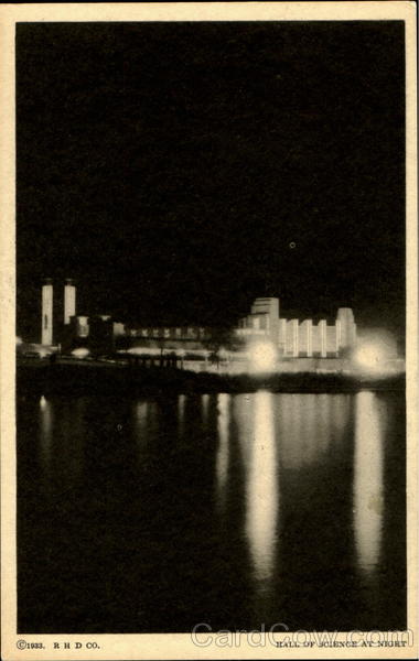 Hall Of Science At Night 1933 Chicago World Fair