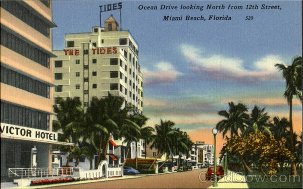 Ocean Drive Looking North From 12Th Street Miami Beach Florida