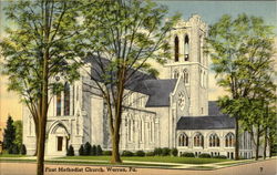 First Methodist Church Warren, PA Postcard Postcard