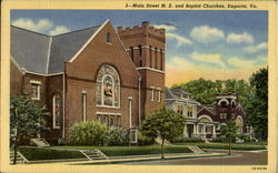 Main Street M. E. And Baptist Churches Postcard