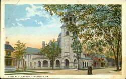 First M. E. Church Clearfield, PA Postcard Postcard