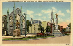 2Nd Presbyterian And English Lutheran Churches, Garfield Square Pottsville, PA Postcard Postcard