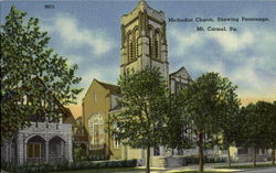 Methodist Church Showing Parsonage Mount Carmel, PA Postcard Postcard