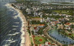 Air View Showing Hotel Along Ocean Front Miami Beach, FL Postcard Postcard