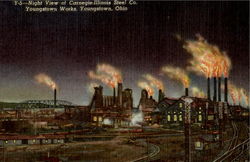 Night View Of Carnegie Illinois Steel Co. Postcard