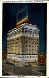 San Joaquin Power And Light Building By Night Postcard