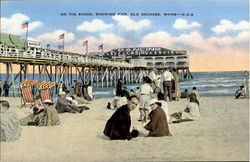 On The Sands Showing Pier Old Orchard Postcard