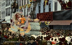 Colorful Float In Mardi Gras Parade Postcard