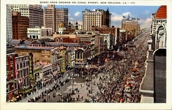 Mardi Grass Crowds On Canal Street New Orleans, LA Postcard Postcard