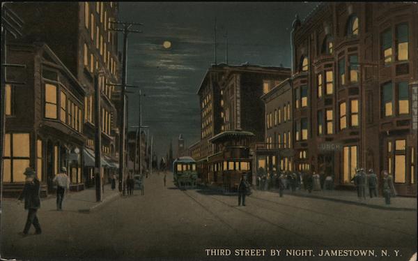 Third Street by Night Jamestown New York