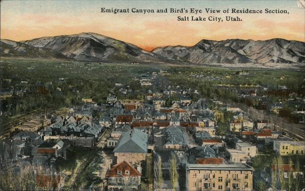 Emigrant Canyon and Bird's Eye View of Residence Section Salt Lake City Utah