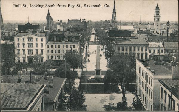 Bull Street looking South from Bay Street Savannah Georgia
