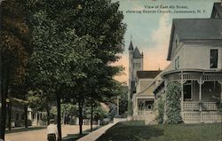 View of East 4th Street showing Baptist Church Postcard
