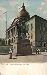 Hooker Monument and State House Postcard