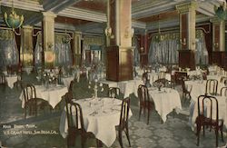 Main Dining Room, U.S. Grant Hotel Postcard