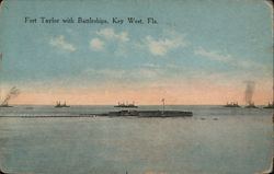 Fort Taylor with Battleships Postcard